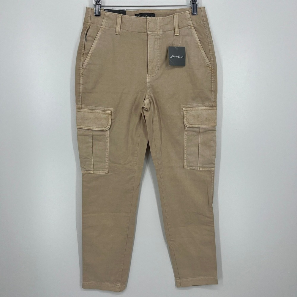 Eddie Bauer River Rock Cargo Pants Womens 2 Light Taupe Slim Slightly Curvy NWT